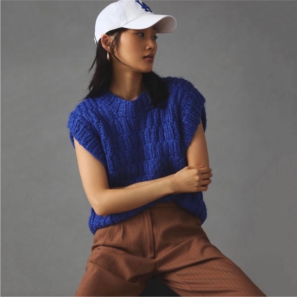 Anthropologie English Factory Chunky Knit Oversized Sweater Vest - Picture 11 of 11